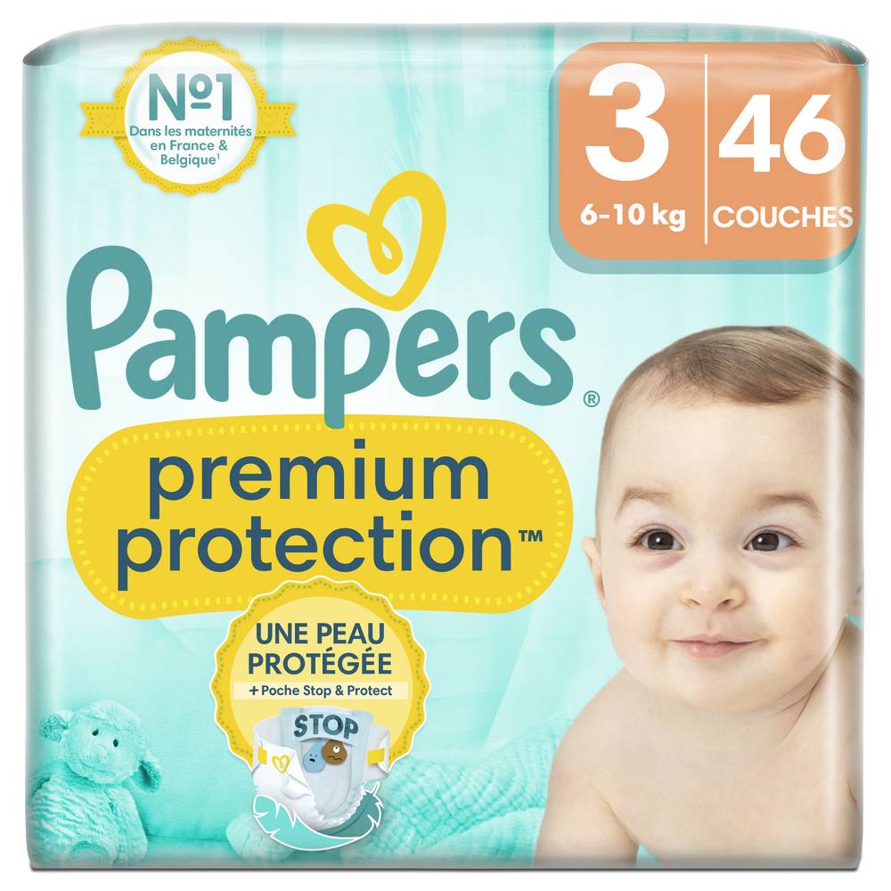 Pampers - Couches bébé premium protection t3, 6-10kg