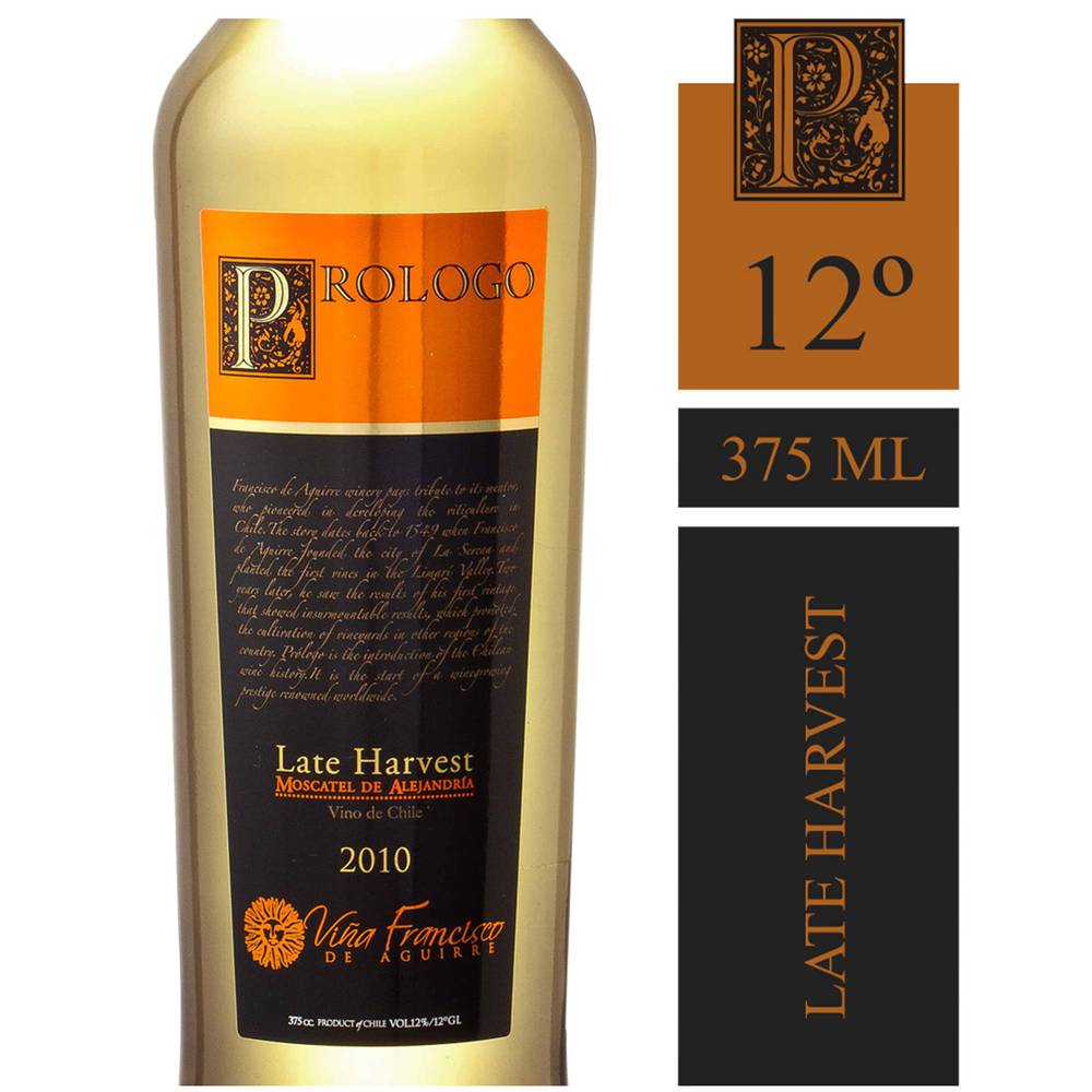 Prólogo vino late harvest 12° (botella 375 ml)