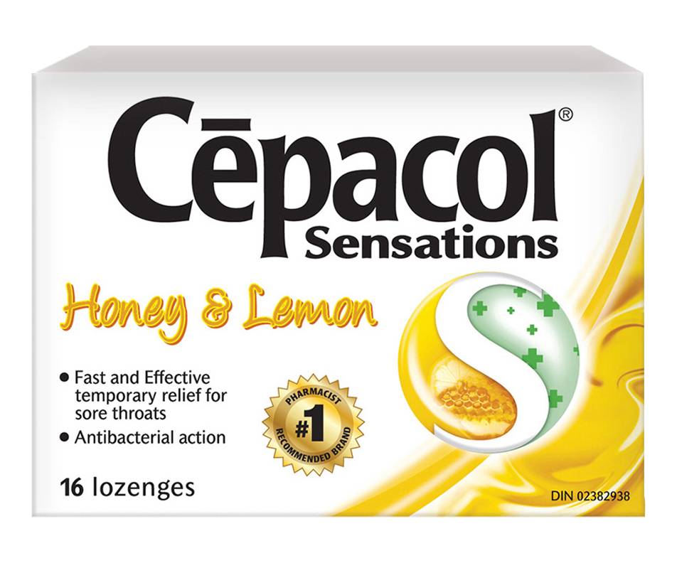 Cépacol sensations sore throat  lozenges, honey and lemon - sensations honey & lemon lozenges (16 units)