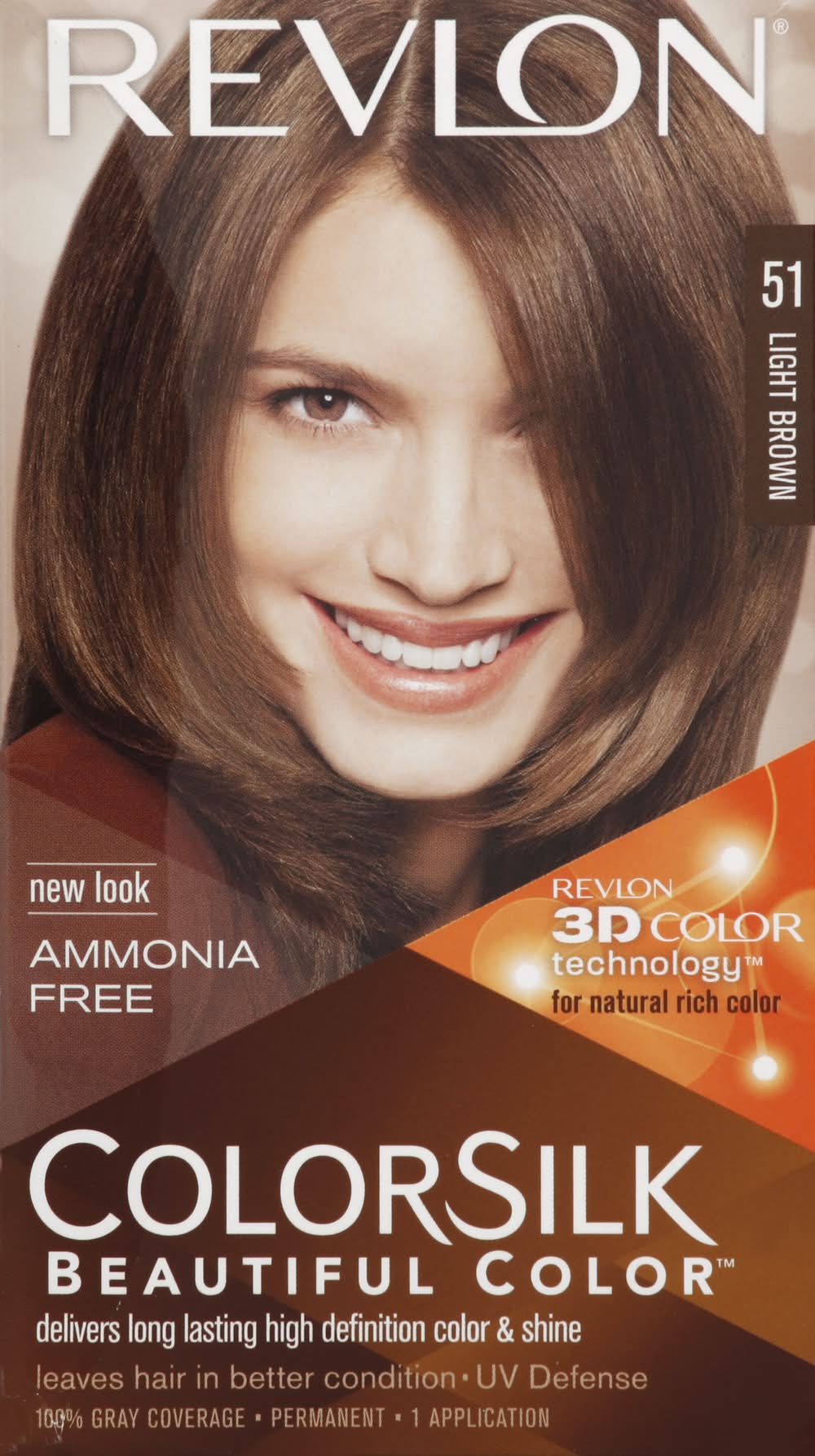 Revlon Colorsilk Beautiful Permanent Hair Color, 51 Light Brown (8 oz)