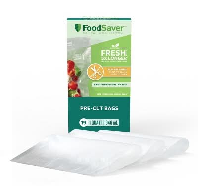 FoodSaver Pre-Cut Vacuum Seal Bags 1 Qt, Clear (19 ct)