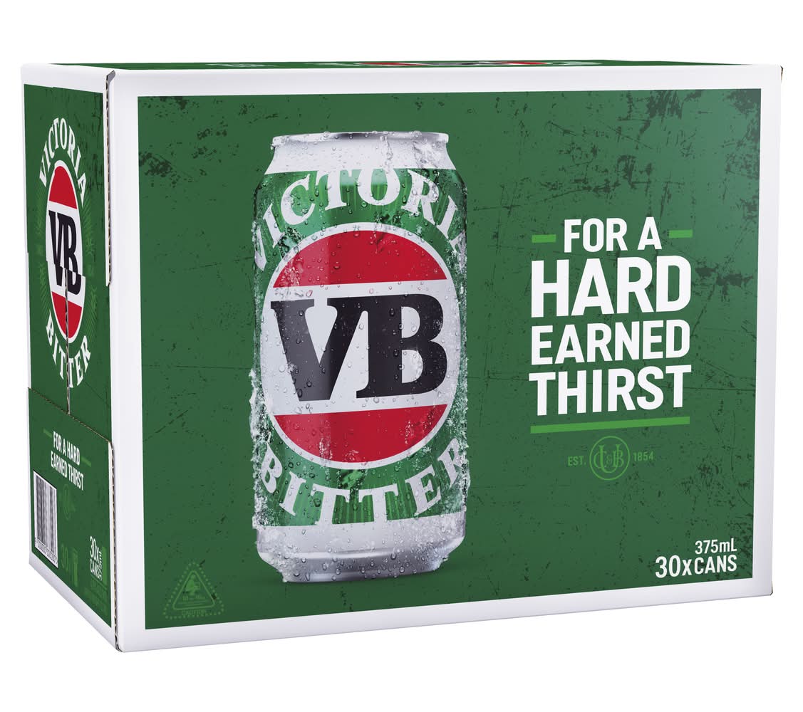 Victoria Bitter Lager Beer (30 x 375mL)