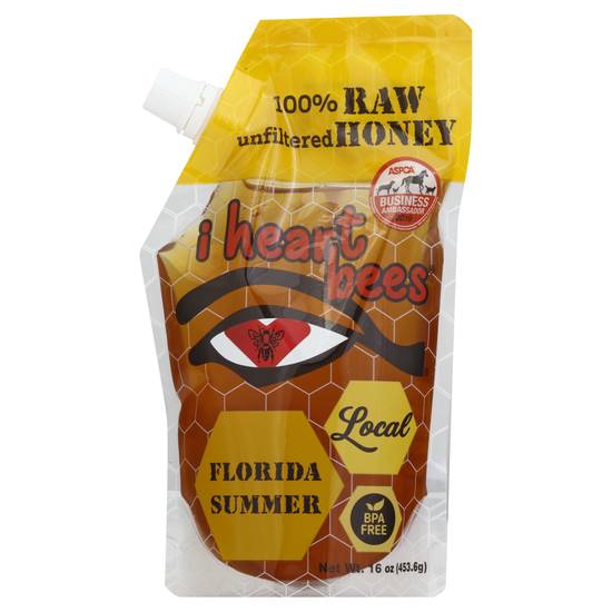 I Heart Bees 100% Raw Florida Summer Unfiltered Honey