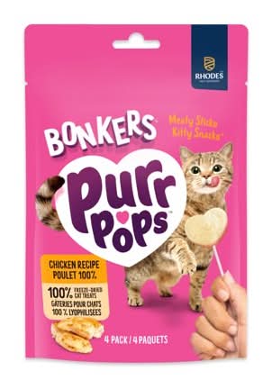 Bonkers Purrpops Lollipop Cat Treats Freeze Dried Chicken Recipe (4 ct)