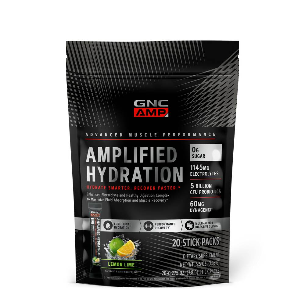 Gnc Amp Amplified Hydration Electrolyte and Healthy Digestion Complex (20 ct) (lemon lime)