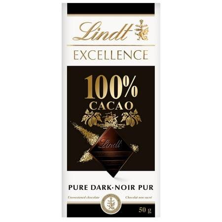 Lindt Excellence Pure Dark Chocolate Bar, Cacao (50 g)