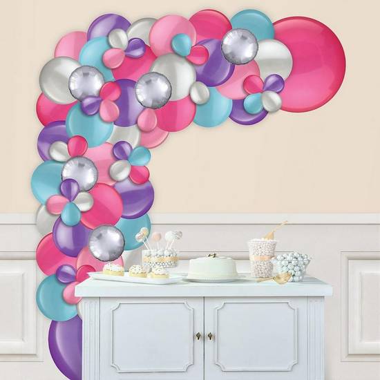 Uninflated Jewel Tone Foil & Latex Balloon Garland Kit - Blue, Magenta, Pink, Purple & Silver