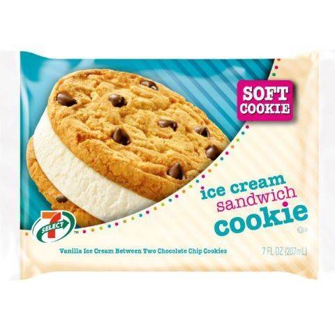 7-Select Vanilla Ice Cream Sandwich Between Two Chocolate Chip Soft Cookies