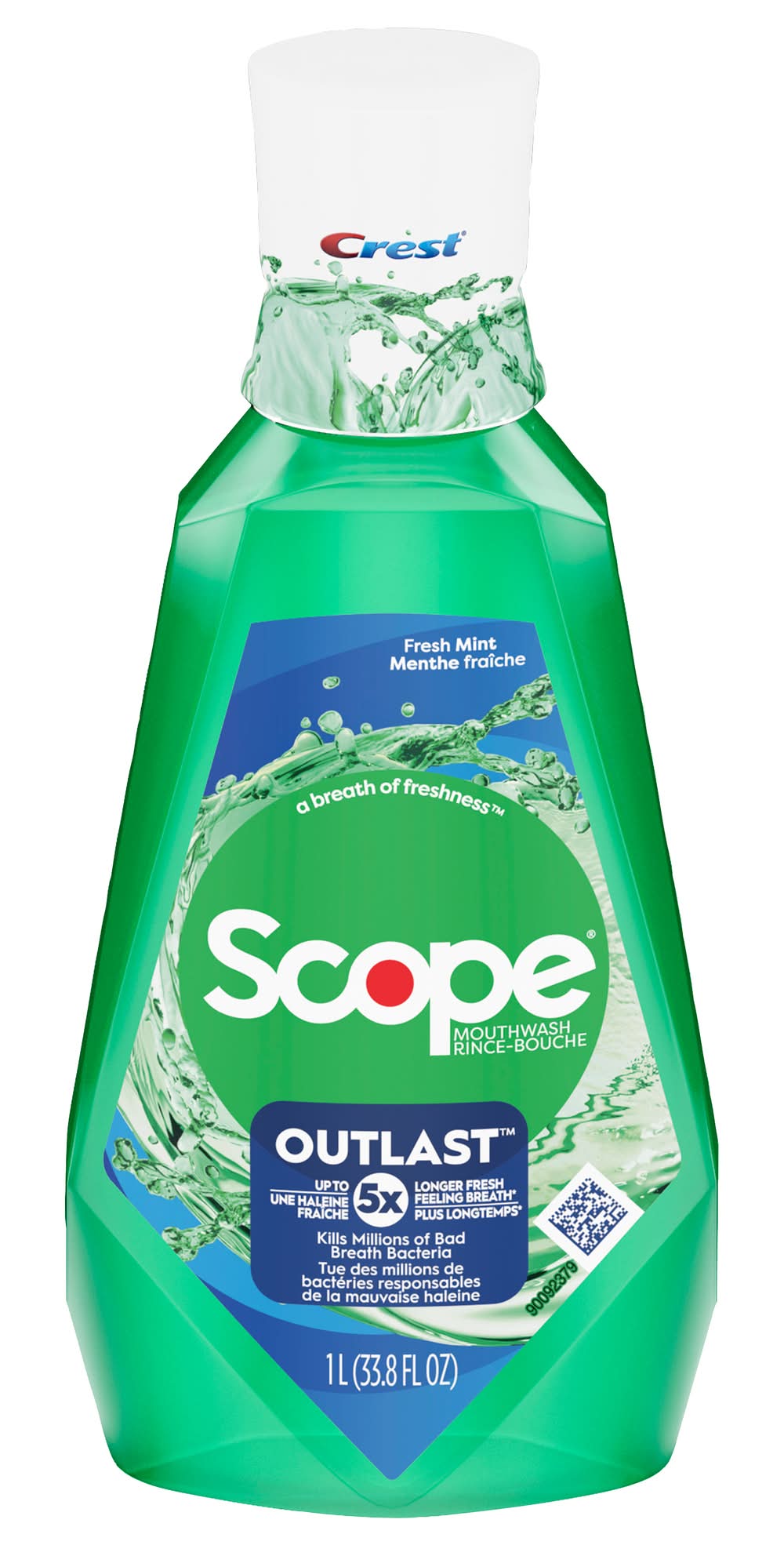 Crest Scope Outlast Mouthwash, Fresh Mint (33.8 fl oz)