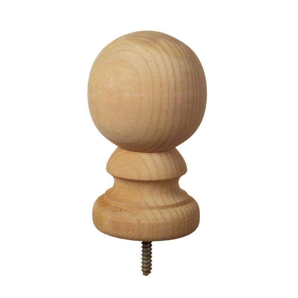 4 In. X 4 In. Pressure-Treated Unfinished Pine Ball Top Finial