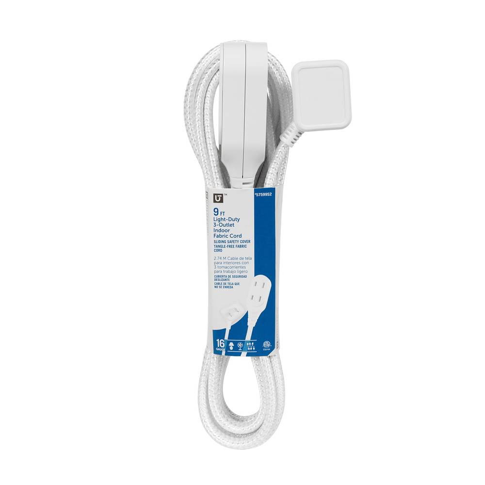 Utilitech 9-ft 16/2 White Indoor SPT2-B Light Duty General Extension Cord | 30000172