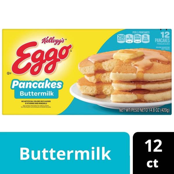 Eggo Pancakes Buttermilk, Frozen Breakfast, 12 Count Box