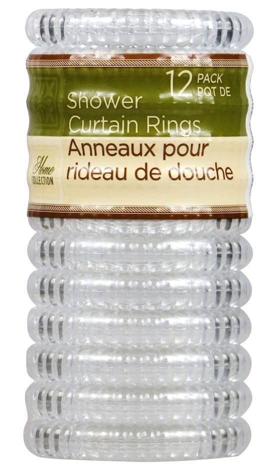 Home Collection Plastic Shower Curtain Rings, Clear (12 ct)