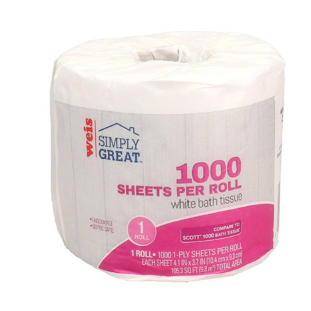 Weis 1000 Sheets Per Roll Bath Tissue, White