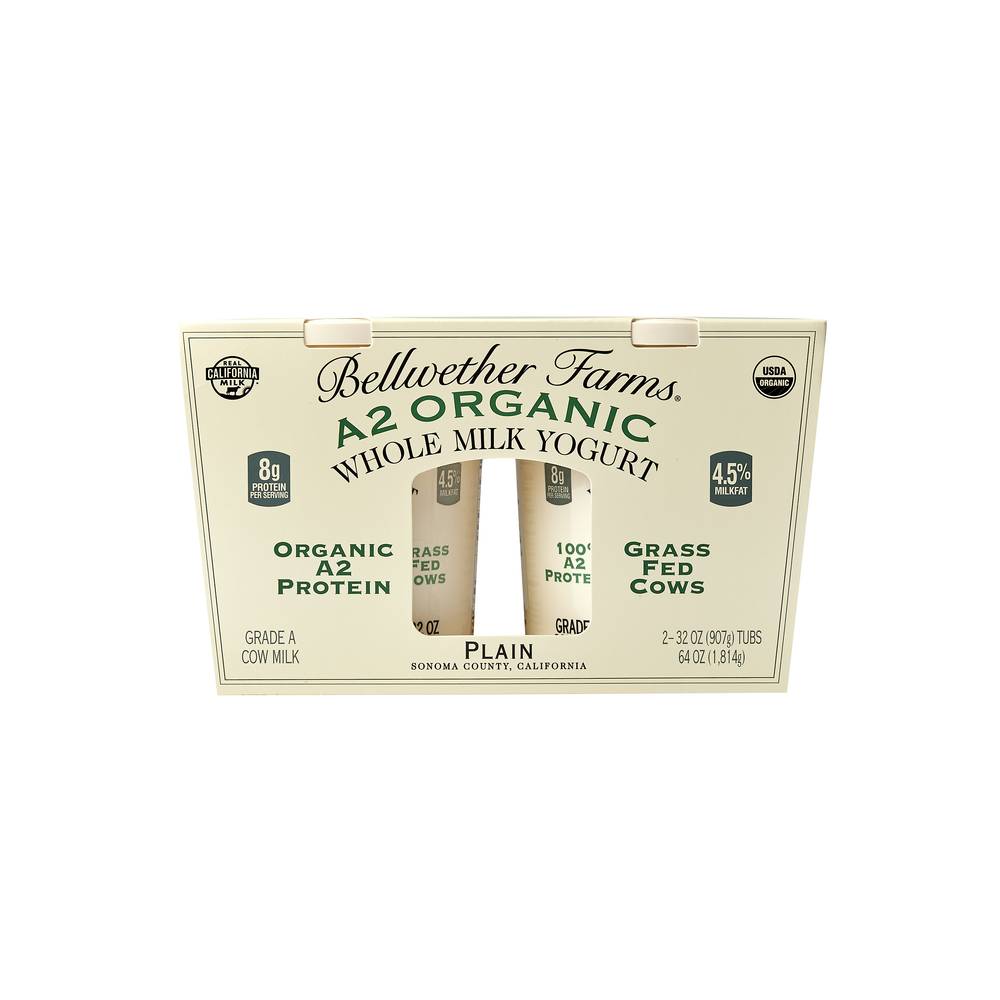 Bellwether Farms Organic A2 Whole Milk Yogurt (32 oz, 2 ct)