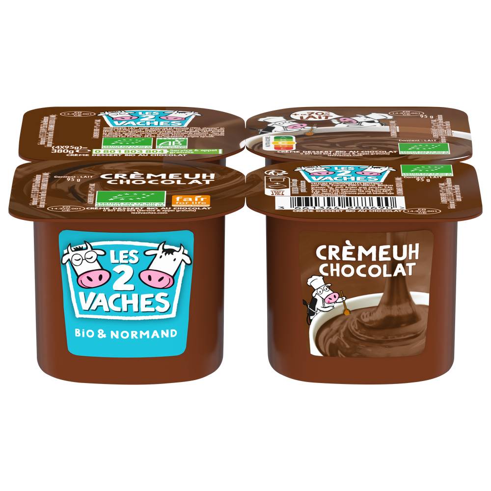 Les 2 Vaches - Crème dessert chocolat bio (380g)