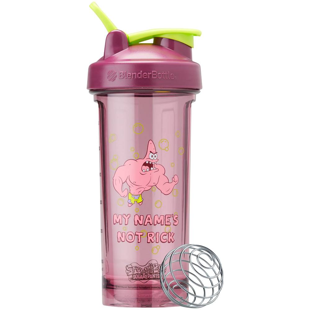Pro28 Spongebob Squarepants Special Edition Shaker Bottle With Wire Whisk Blenderball - My Name'S Not Rick (28 Fl Oz.)