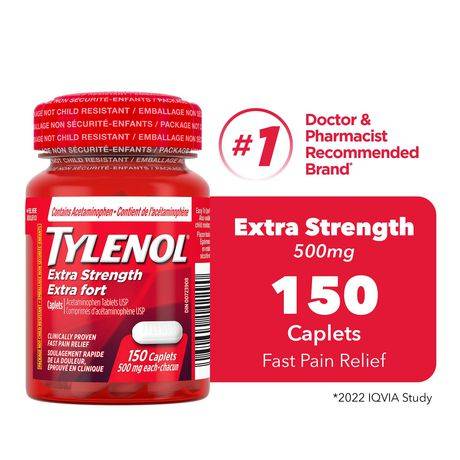 Tylenol Pain Relief Acetaminophen 500 mg Caplets (150 ea)