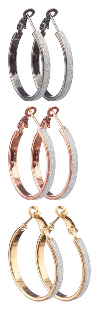 Glitter Hoop Earrings 3 Ct