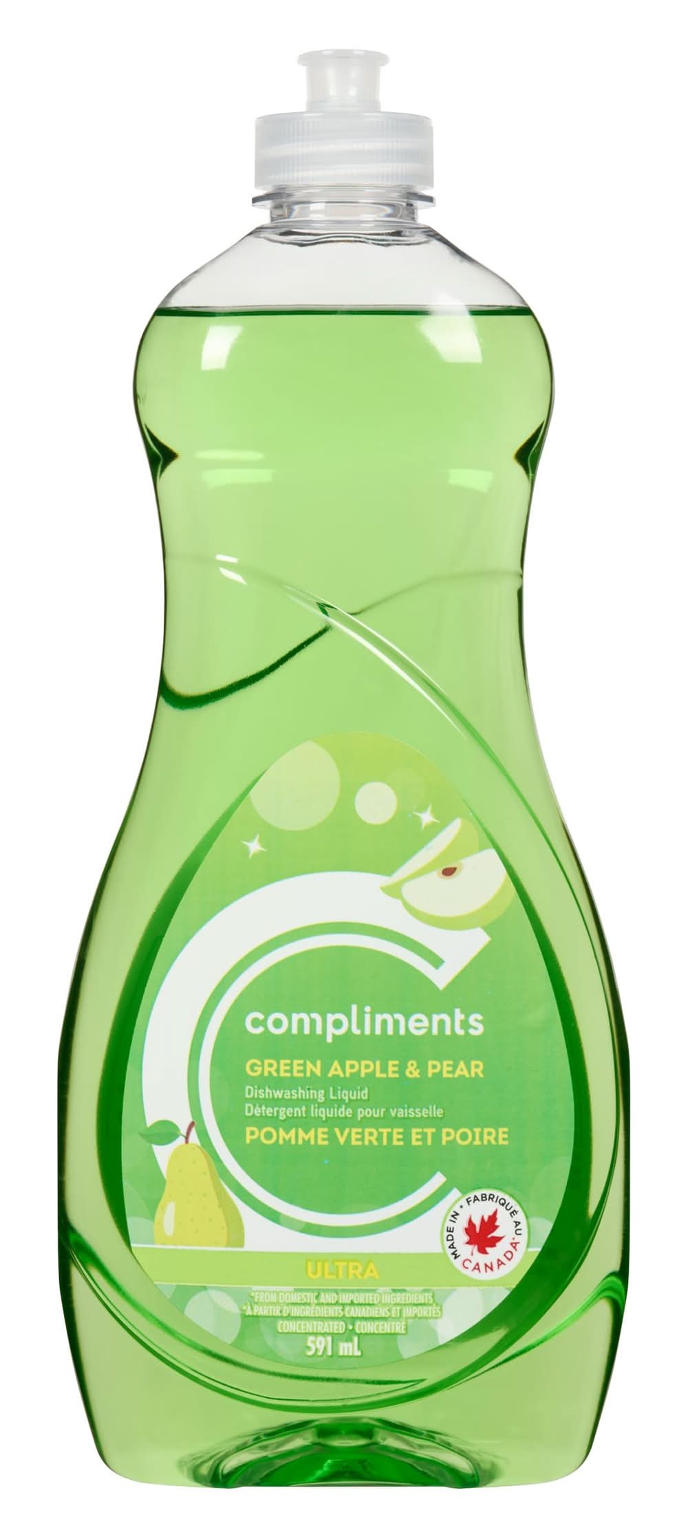 Compliments Ultra Dishwashing Liquid, Green Apple-Pear (591 ml)