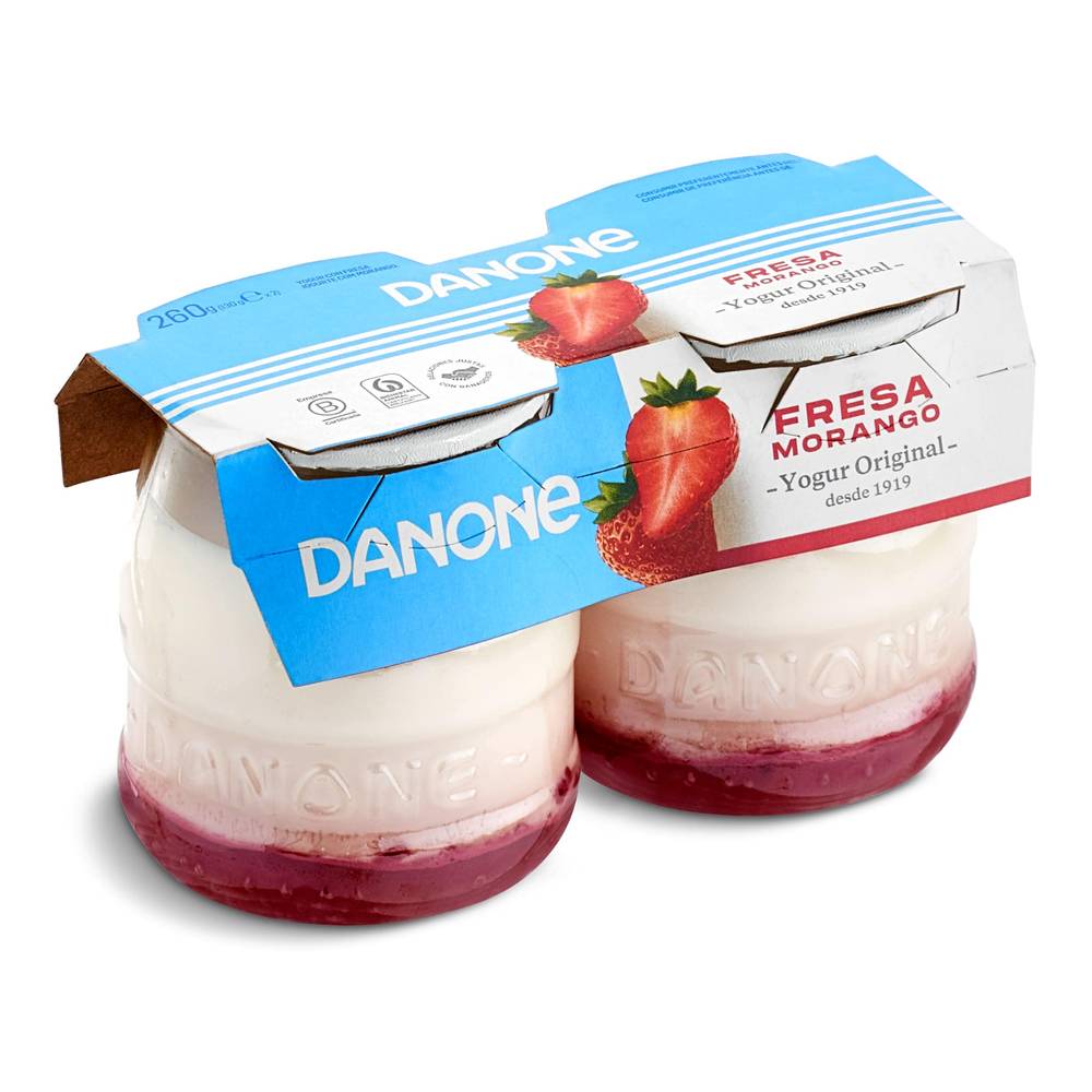 Yogur Con Fresa Danone Pack 2 X 130 G