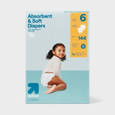 up&up Disposable Diapers Economy pack, Size-6 (144 ct)