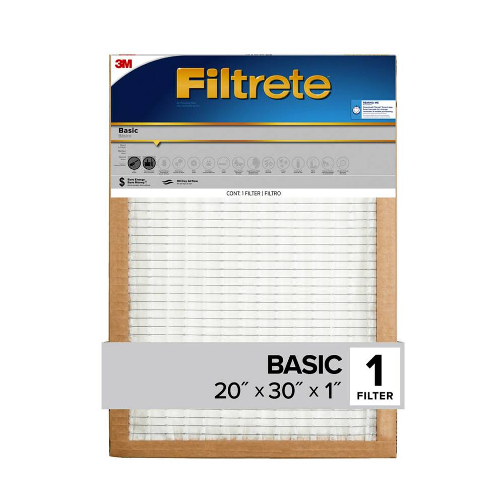 Filtrete 20-in W x 30-in L x 1-in MERV 5 Basic Pleated Air Filter | FBL22DC-18