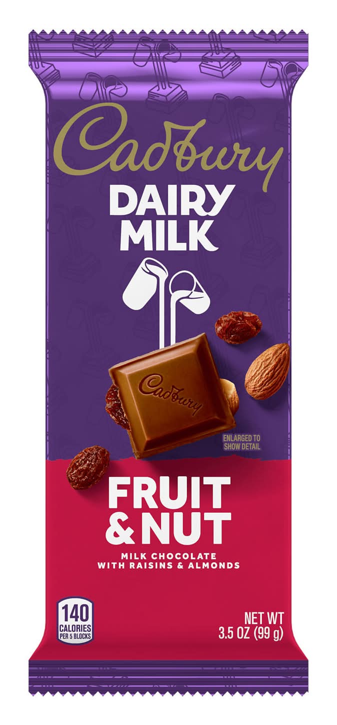 Cadbury Dairy Milk Chocolate Bar, Fruit & Nut (3.5 oz)