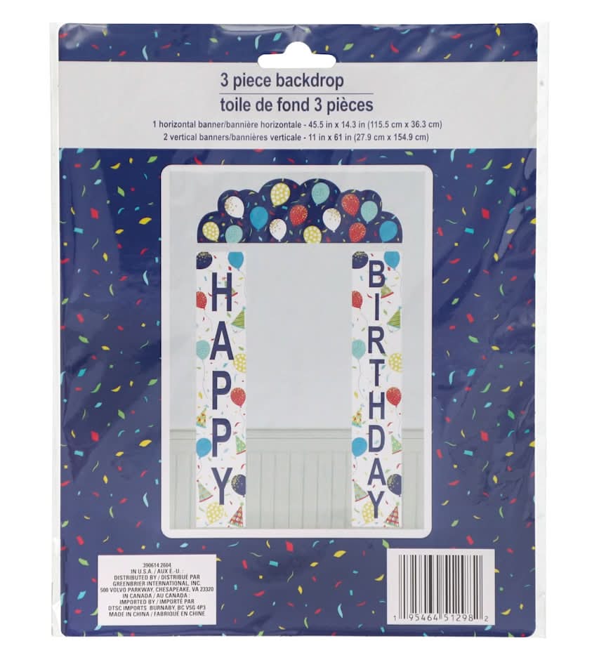 Happy Birthday Backdrop, 45.5x14.3 in-11x61 in (3 ct)