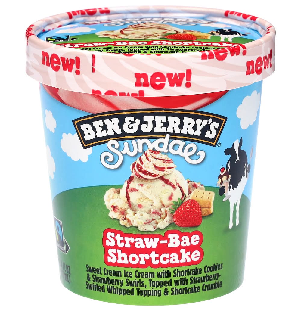 Ben & Jerry's Sundae Ice Cream, Straw-Bae Shortcake (14.4 fl oz)