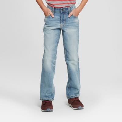 Cat & Jack Boys' Stretch Straight Fit Jeans, Size 14, Light Blue