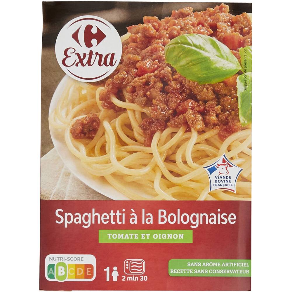 Plat cuisiné spaghetti à la bolognaise CARREFOUR - la barquette de 300g