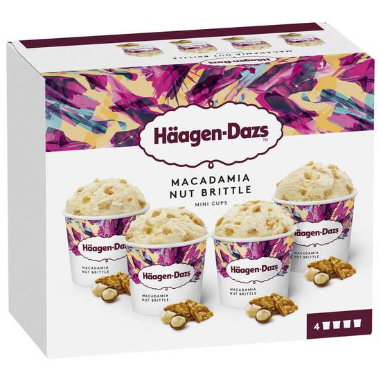 Haagen Dazs macadamia nut brittle crème glacée noix de macadamia mini pots x4