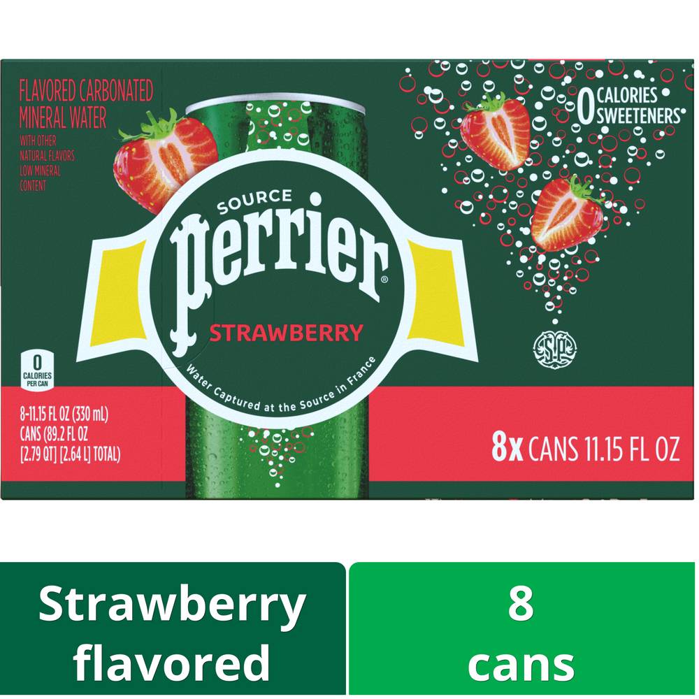 Perrier Strawberry Flavored Carbonated Mineral Water (8 x 11.15 fl oz)
