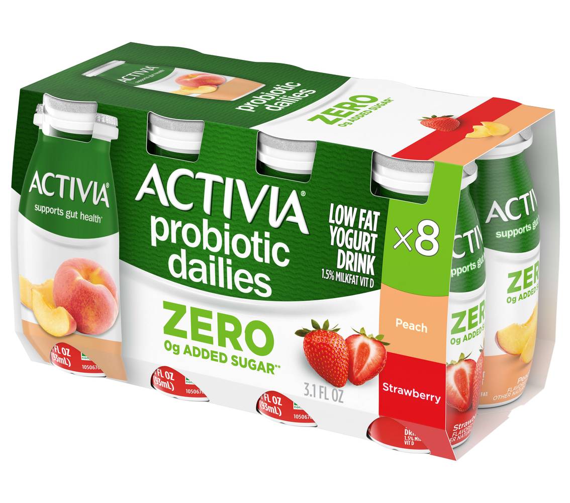 Activia Low Fat Yogurt, Strawberry-Peach (8 x 3.1 fl oz)