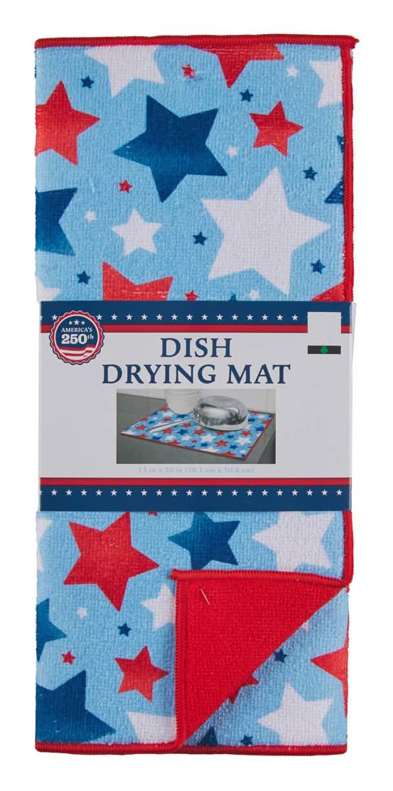 Patriotic Printed Kitchen Dish Drying Mat 4 Assorted Patterns