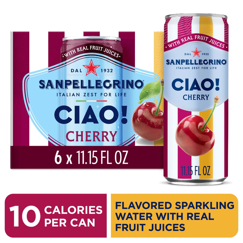 S. PELLEGRINO Ciao! Sparkling Water, Cherry (6 x 11.15 fl oz)