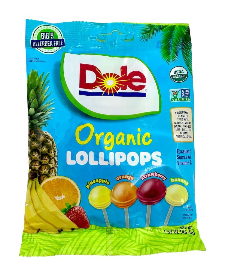 Dole Organic Lollipops, Pineapple-Orange-Strawberry-Banana (1.63 oz)