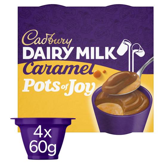 Cadbury Dairy Milk Pots of Joy Caramel Chocolate Dessert 4 x 60g (240g)