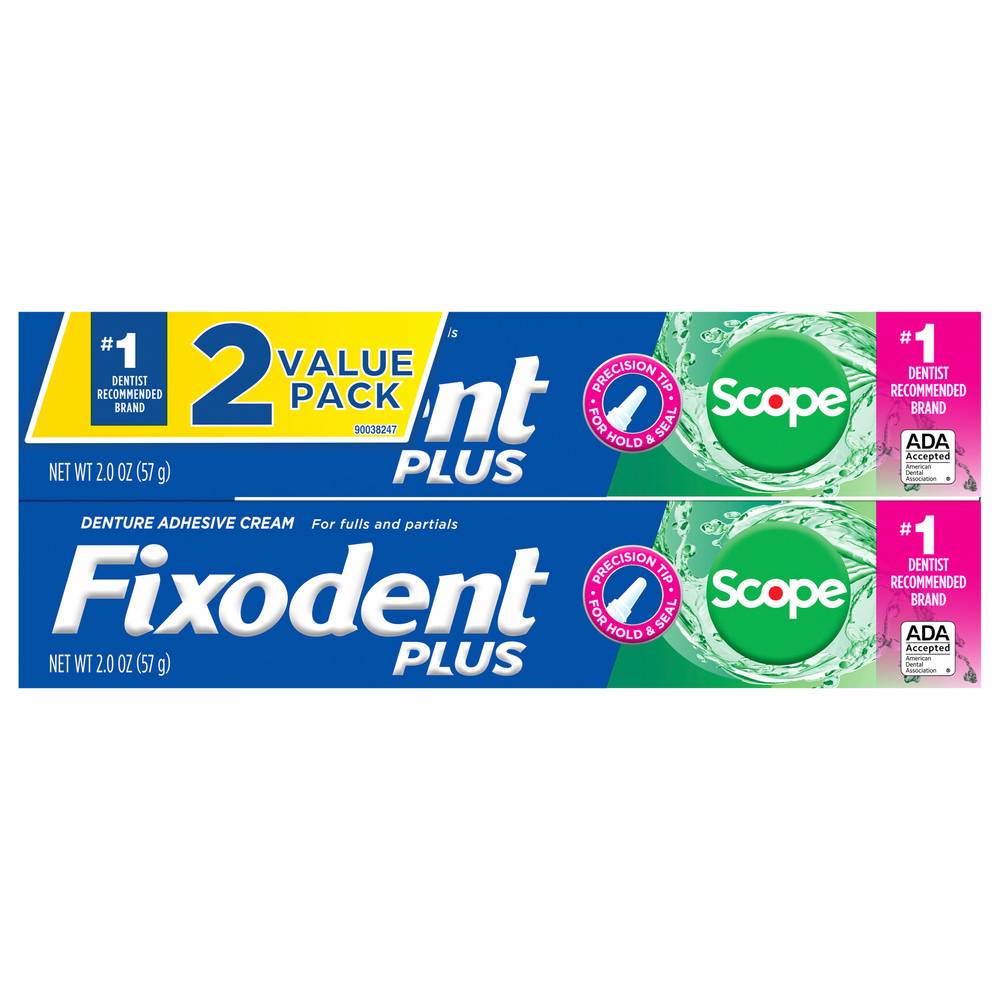 Fixodent Plus Scope Precision Hold & Seal Denture Adhesive (2 x 2 oz)