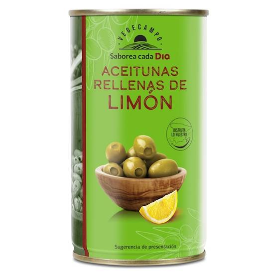 Aceitunas rellenas de limón Vegecampo lata 150 g
