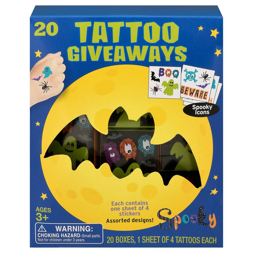 Mello Smello Spooky Icons Tattoo Giveaways Stickers For Above 3 Years (20 ct)