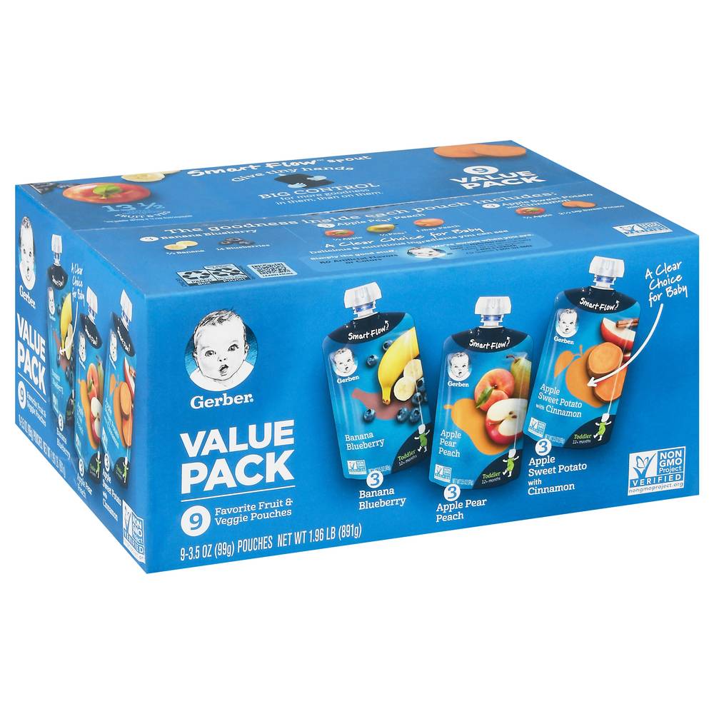 Gerber Toddler Baby Food Pouches Value pack (fruit & veggie) (9 ct)