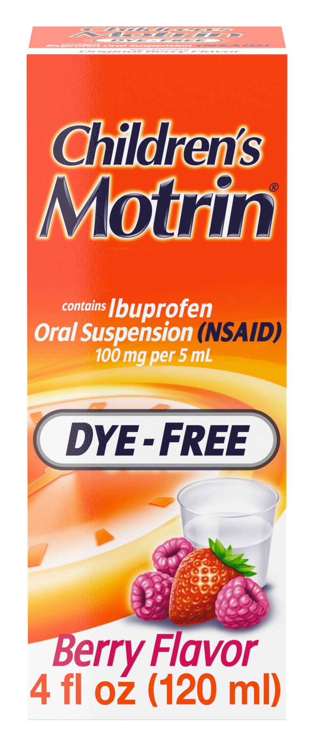 Motrin Children's Dye-Free Ibuprofen Oral Suspension 100 mg, Berry (4 fl oz)