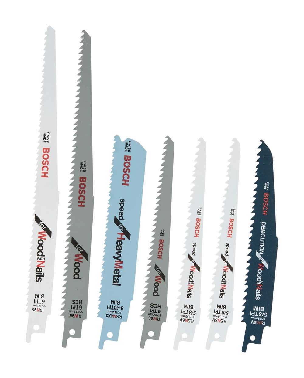 Bosch Bi-metal Wood/Metal cutting Demolition Reciprocating Saw Blade Set 7 -Pack