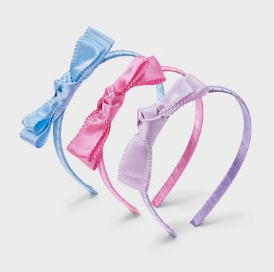 Cat & Jack Girls' Bow Headband Set, Assorted (3 ct)