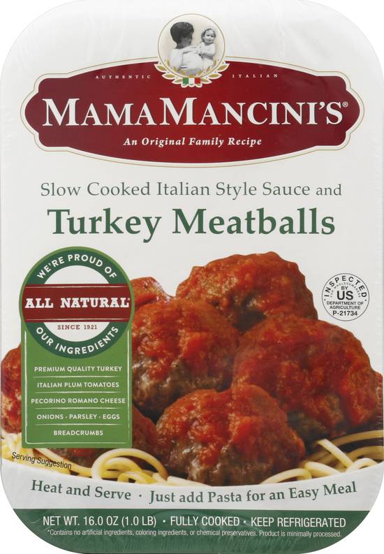 Mama Mancini's Slow Cooked Italian Style Sauce & Turkey Meatballs