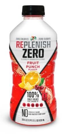 7-Select Replenish Zero Electrolyte Hydration Beverage, Fruit Punch (28 fl oz)