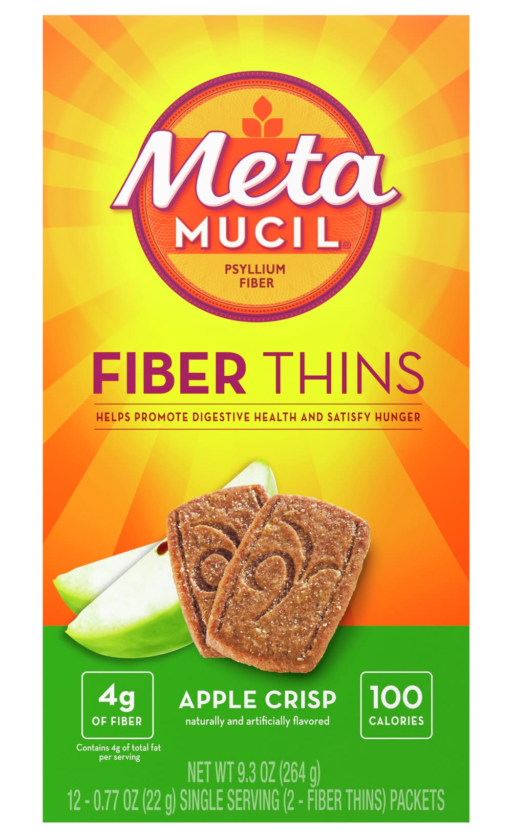 Metamucil Apple Crisp Fiber Thins, Apple (9.3 oz, 12 ct)