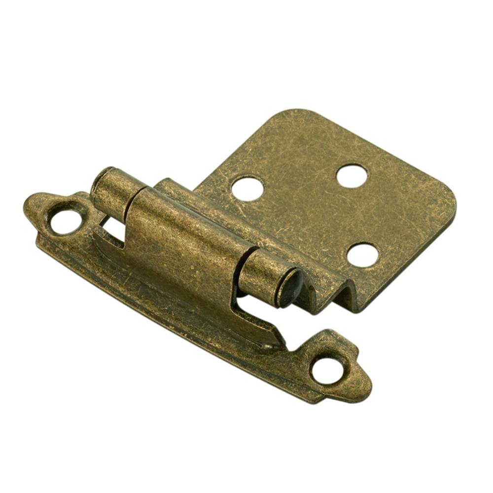 RELIABILT 200-Degree 3/8-in Inset Surface Self-closing Aged Brass Cabinet Hinge, 1 Pair (2-Pieces) | 32136ABXLG-BL